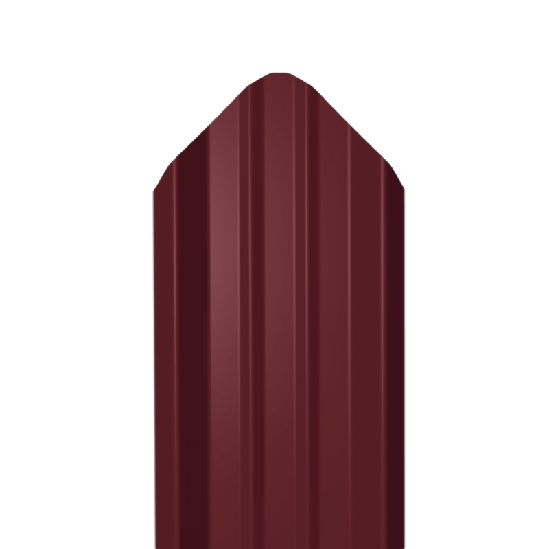Металлический штакетник Гладкий полиэстер RAL 3005 (Красное вино) 2500*69*0,4 односторонний Фигурный