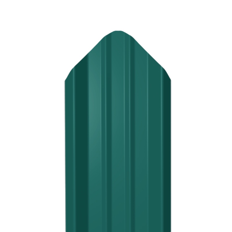 Металлический штакетник Гладкий полиэстер RAL 6005 (Зелёный мох) 2500*69*0,5 двухсторонний Фигурный