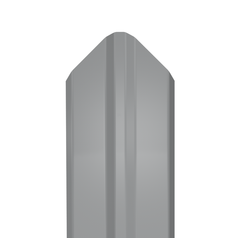 Металлический штакетник Гладкий полиэстер RAL 7004 (Серый) 2500*87*0,45 односторонний Фигурный