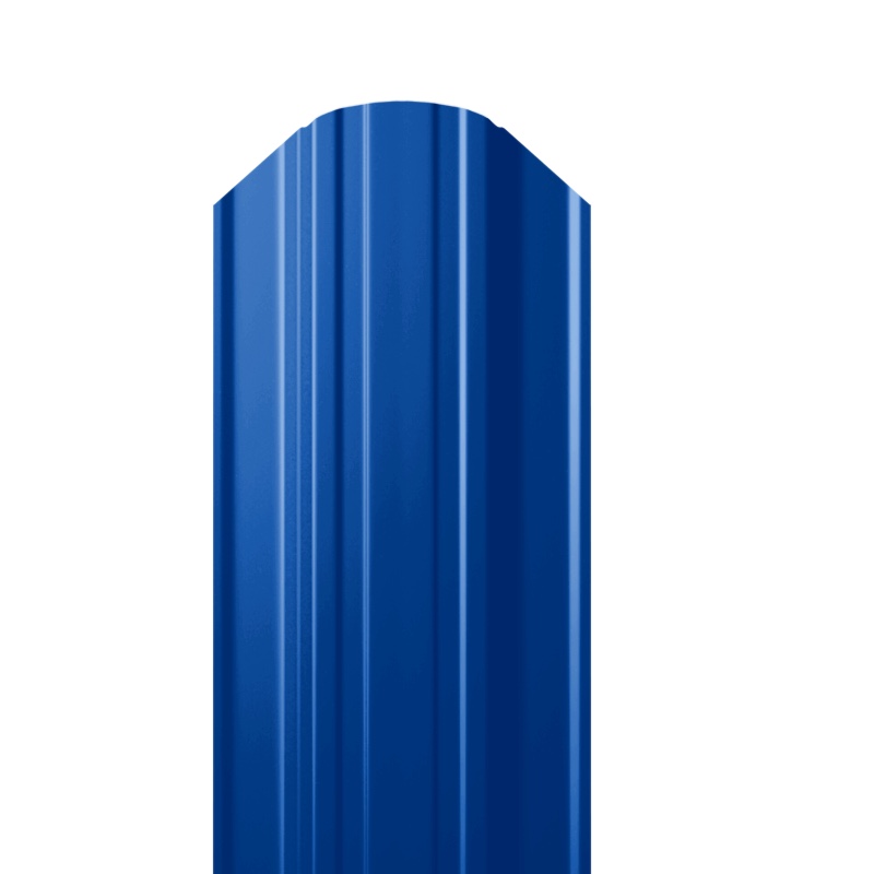 Металлический штакетник Гладкий полиэстер RAL 5005 (Синий) 2000*118*0,5 двухсторонний Полукруглый квадратный завальцованный