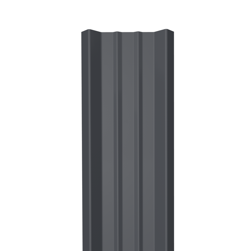 Металлический штакетник Гладкий полиэстер RAL 7024 (Мокрый асфальт) 2000*69*0,5 двусторонний Прямой