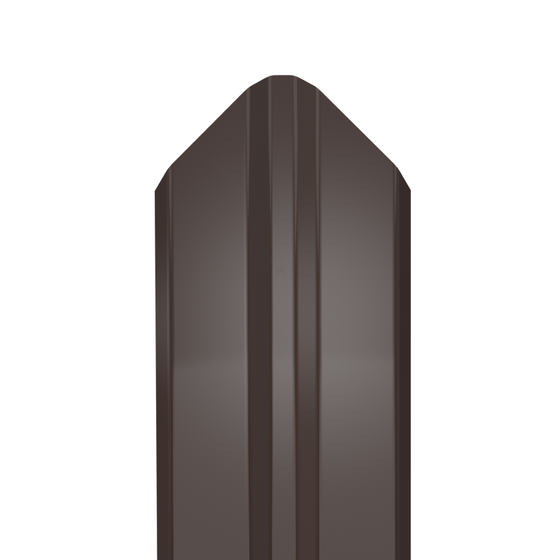 Металлический штакетник Гладкий полиэстер RAL 8017 (Шоколадно-коричневый) 2500*87*0,5 односторонний Фигурный