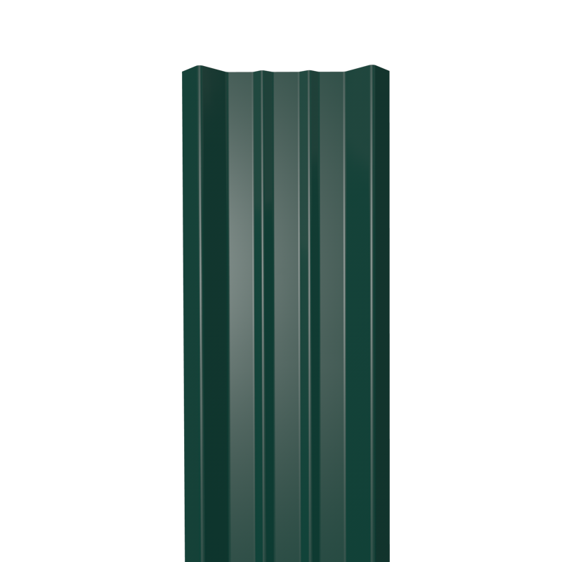 Металлический штакетник Гладкий полиэстер RAL 6005 (Зелёный мох) 2500*69*0,45 односторонний Прямой