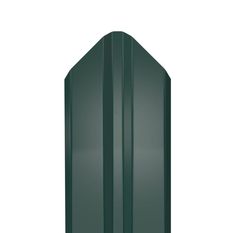 Металлический штакетник Гладкий полиэстер RAL 6005 (Зелёный мох) 1500*87*0,5 односторонний Фигурный