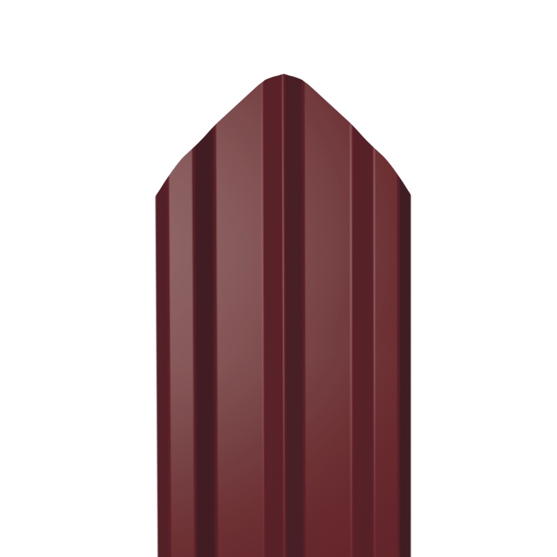 Металлический штакетник Гладкий полиэстер RAL 3005 (Красное вино) 3000*100*0,5 односторонний Фигурный