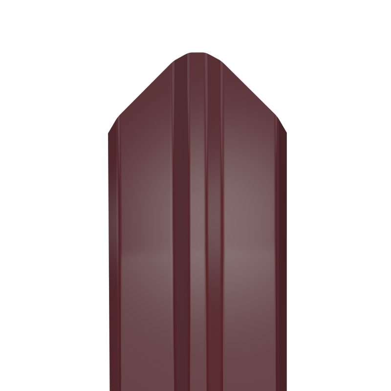 Металлический штакетник Гладкий полиэстер RAL 3005 (Красное вино) 2500*87*0,5 двухсторонний Фигурный