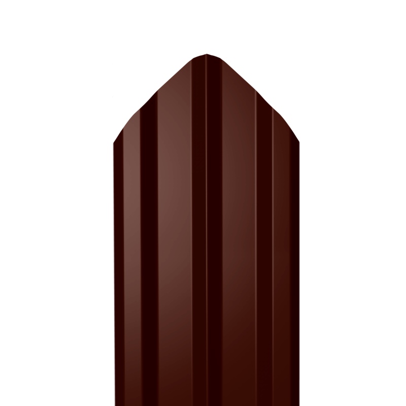 Металлический штакетник Гладкий полиэстер RAL 8017 (Шоколадно-коричневый) 2500*100*0,4 односторонний Фигурный
