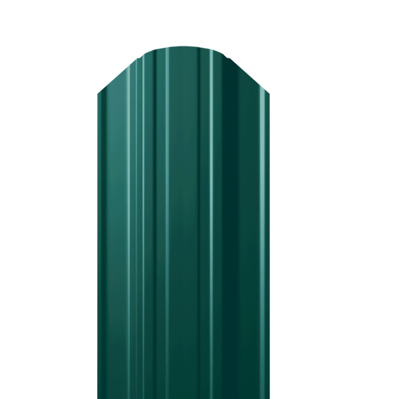 Металлический штакетник Гладкий полиэстер RAL 6005 (Зелёный мох) 2500*118*0,5 односторонний Полукруглый квадратный завальцованный