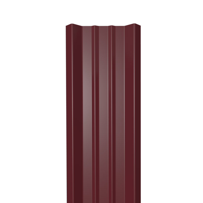 Металлический штакетник Гладкий полиэстер RAL 3005 (Красное вино) 2500*69*0,4 односторонний Прямой