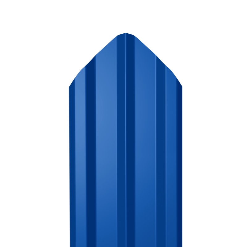 Металлический штакетник Гладкий полиэстер RAL 5005 (Синий) 1800*100*0,5 односторонний Фигурный