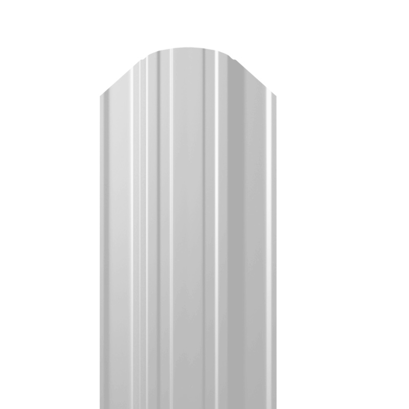 Металлический штакетник Гладкий полиэстер RAL 9003 (Белый) 2000*118*0,5 двухсторонний Полукруглый квадратный завальцованный