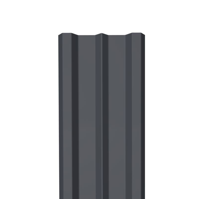 Металлический штакетник Гладкий полиэстер RAL 7024 (Мокрый асфальт) 2000*100*0,4 односторонний Прямой