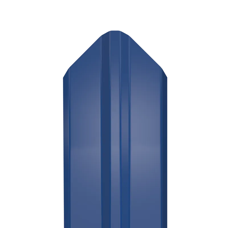 Металлический штакетник Гладкий полиэстер RAL 5005 (Синий) 1800*87*0,45 односторонний Фигурный
