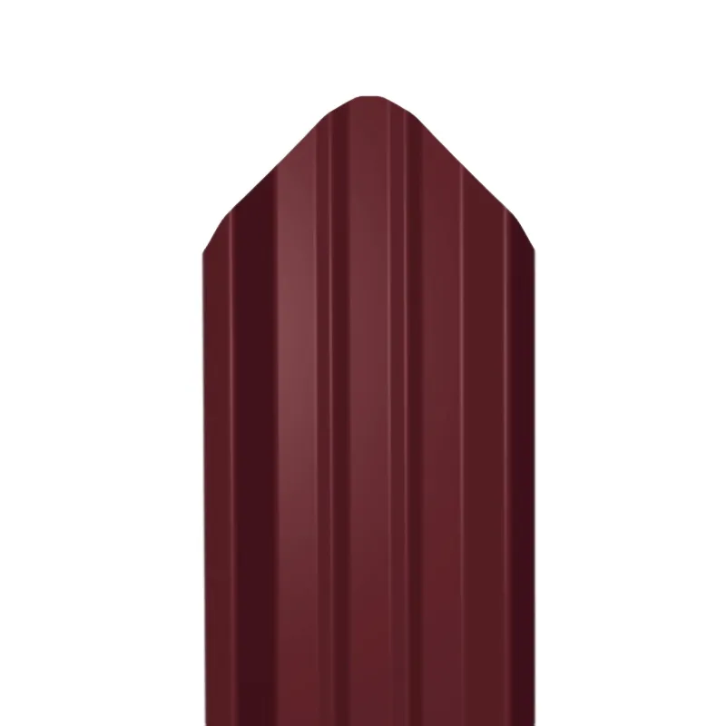 Металлический штакетник Гладкий полиэстер RAL 3005 (Красное вино) 3000*69*0,5 двухсторонний Фигурный