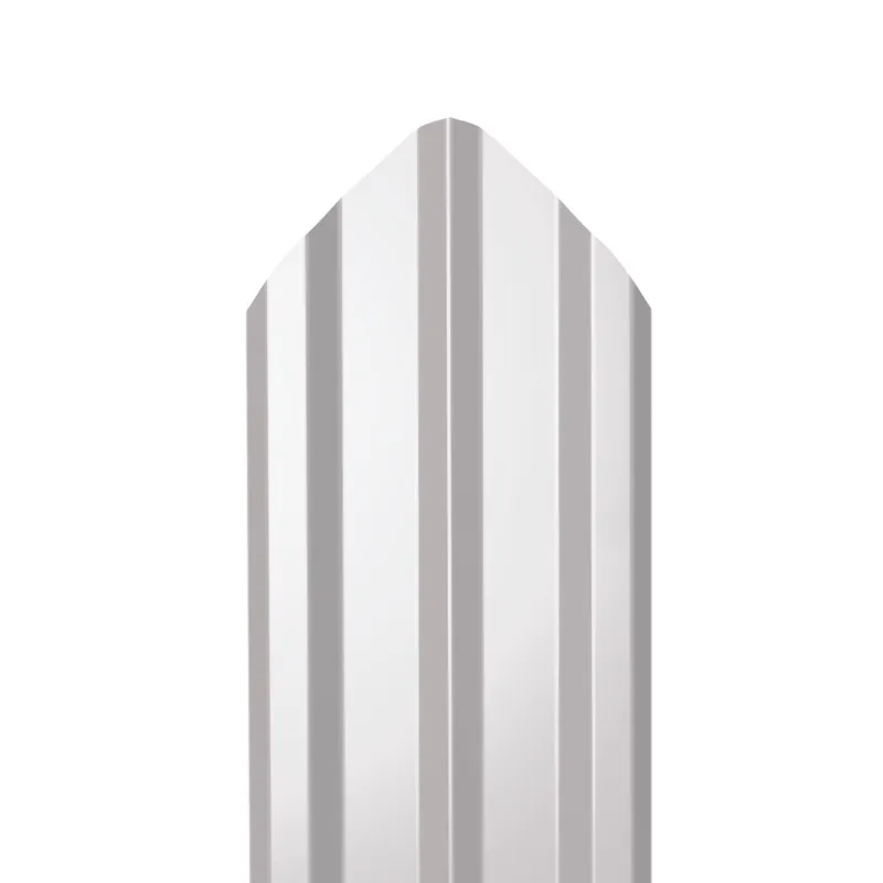 Металлический штакетник Гладкий полиэстер RAL 9003 (Белый) 1500*100*0,4 односторонний Фигурный
