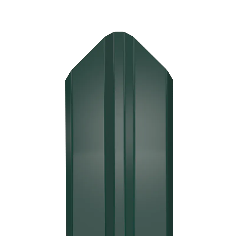 Металлический штакетник Гладкий полиэстер RAL 6005 (Зелёный мох) 2000*87*0,5 двухсторонний Фигурный