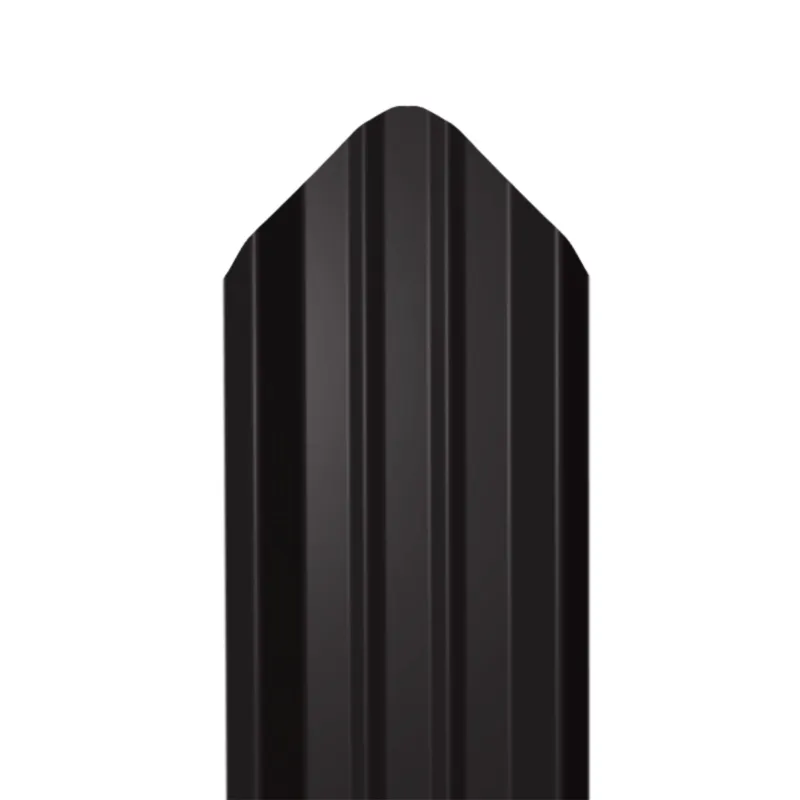 Металлический штакетник Гладкий полиэстер RAL 9005 (Глубокий черный) 2000*69*0,5 односторонний Фигурный
