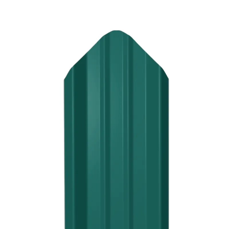 Металлический штакетник Гладкий полиэстер RAL 6005 (Зелёный мох) 1500*69*0,45 односторонний Фигурный