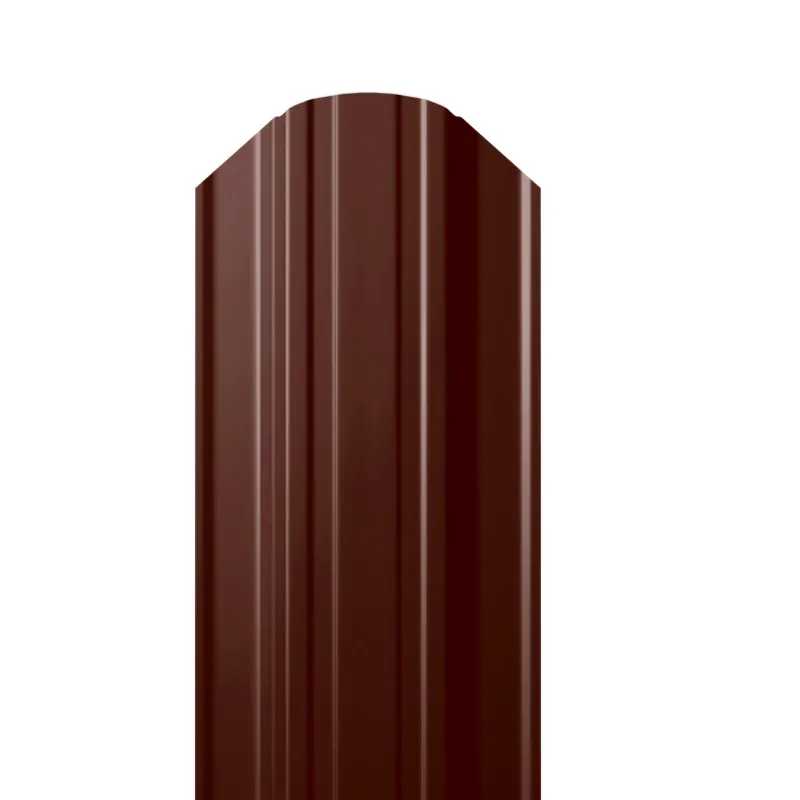 Металлический штакетник Гладкий полиэстер RAL 8017 (Шоколадно-коричневый) 3000*118*0,45 двухсторонний Полукруглый квадратный завальцованный
